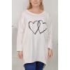 Heart Print Dipped Hem Cotton Top plus size clothing wholesale