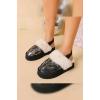 Animal Pattern Sparkle Front Thick Sole Fur Elastic Slippers