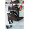 Pu Look Ankle Chain Heel Boots