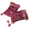 Leopard Red Women Winter Faux Fur Half Finger Warm Gloves wholesale fashion accessories