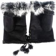 Wholesale Women Winter Faux Fur Half Finger Warm Gloves Fingerless 