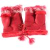 Women Winter Faux Fur Half Finger Warm Gloves Fingerless 