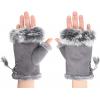 Women Winter Faux Fur Half Finger Warm Gloves Fingerless