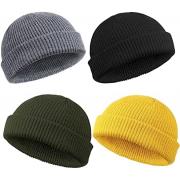 Wholesale 4 Pcs Trawler Beanie Watch Hat Roll Up Edge Skullcap Unisex 