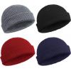 4 Pcs Trawler Beanie Watch Hat Roll Up Edge Skullcap Unisex 