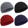 4 Pcs Trawler Beanie Watch Hat Roll Up Edge Skullcap Unisex 