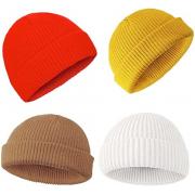 Wholesale 4 Pcs Trawler Beanie Watch Hat Roll Up Edge Skullcap Unisex 