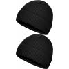 2 Pcs Trawler Beanie Watch Hat Roll Up Edge Skullcap Unisex 