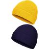 2 Pcs Trawler Beanie Watch Hat Roll Up Edge Skullcap Unisex 