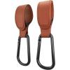 2 Pack Brown Leather Style Buggy Clips Pram Clips For Bags 