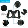 Black Unisex Adjustable Magnetic Posture Back Support Brace 