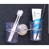 Plastic Wall Mounted Suction Cup Toothbrush Tumbler Holder