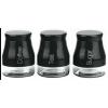Set Of 3 Black Storage Canisters Tea Coffee Sugar Jars Pots