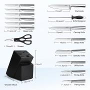 Wholesale 16 Pcs Kitchen Knife Knives Sets With Wooden Block Bbq