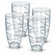Wholesale Pack Of 4 Plastic Tumbler Glasses Deluxe Drinking Glasses