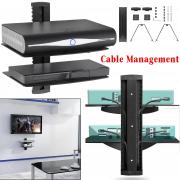 Wholesale 2 Tier Black Glass Floating Wall Mount Shelf Sky Box Game