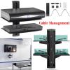 2 Tier Black Glass Floating Wall Mount Shelf Sky Box Game