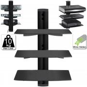 Wholesale 3 Tier Black Glass Floating Wall Mount Shelf Sky Box Game