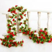Wholesale Artificial Flower Silk Rose Leaf Garland Vine Ivy Wedding
