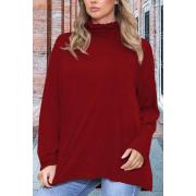 Wholesale Plain Ruched Frill Roll Neck Tunic Viscose Top