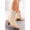 Embroidered Cowgirl Zip Chunky Heel Ankle Boot wholesale shoes