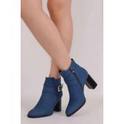 Wholesale Suede Ankle Buckle Pull On Heel Boots