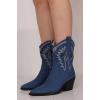 Embroidered Side Zip Square Heel Ankle Boot