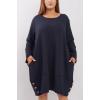 Plain Button Detail Hem Cotton Dress