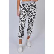 Wholesale Leaf Print Drawstring Cotton Trousers