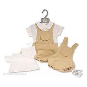 Wholesale Baby Boys Short Dungaree Set With Faux Chest Pocket