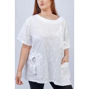 Wholesale Floral Applique Pattern Pocket Top