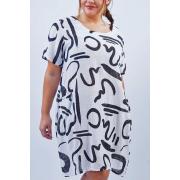 Wholesale Brush Stroke Print Pockets Cotton Dress