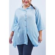 Wholesale Plain Button Up Dipped Hem Shirt
