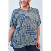 Wholesale Floral Print Side Button Detail Cotton Top