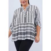 Wholesale Geometric Print Collar Button Up Top