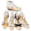Ladies Cross-Bar Wedged Sandal With Diamante Buttons  footwear wholesale