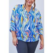 Wholesale Abstract Waves Print Zip Up Top