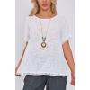 Plain Lace Hem Necklace Cotton Top wholesale apparel