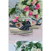 Wholesale Strap Thread Fastening Wedge Heel Buckle Sandal