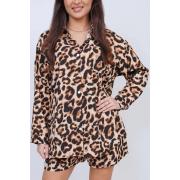 Wholesale Leopard Print Button Up Shirt Elastic Waist Co-Ord Set