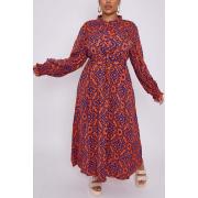 Wholesale Aztec Print Shirred Cuff Drawstring Waist Dress