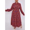 Aztec Print Shirred Cuff Drawstring Waist Dress