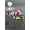 Diamante Open Toe Elastic Strap Flat Sandal