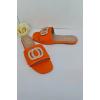 Leather Rhinestone Buckle Flat Slider
