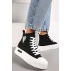 Glitter Heart Canvas High Ankle Lace Up Sneakers