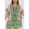 Elephant Print Drawstring Tassel Waist Kaftan