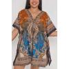 Abstract Baroque Print Drawstring Waist Kaftan