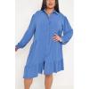Plain Button Up Tiered Shirt