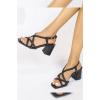Braided Glamorous Strap Block Heel Sandal