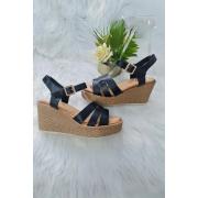 Wholesale Thread Fastening Wedge Heel Ankle Buckle Strap Sandal